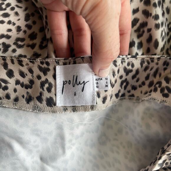 PRINCESS POLLY LEOPARD BETTA VANORE MINI DRESS Size 6 Silky Slip Dress Cream Tan - Picture 16 of 16
